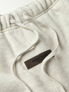 FEAR OF GOD ESSENTIALS - Straight-Leg Logo-Flocked Cotton-Blend Jersey Drawstring Shorts - Neutrals