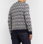 Incotex - Checked Brushed Virgin Wool-Blend Sweater - Blue