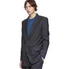 Tibi SSENSE Exclusive Grey Wool Pinstripe Long Blazer