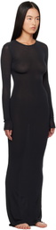 SKIMS SSENSE Exclusive Black Sheer Modal Long Sleeve Maxi Dress