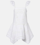 Self-Portrait Embroidered linen and cotton poplin minidress