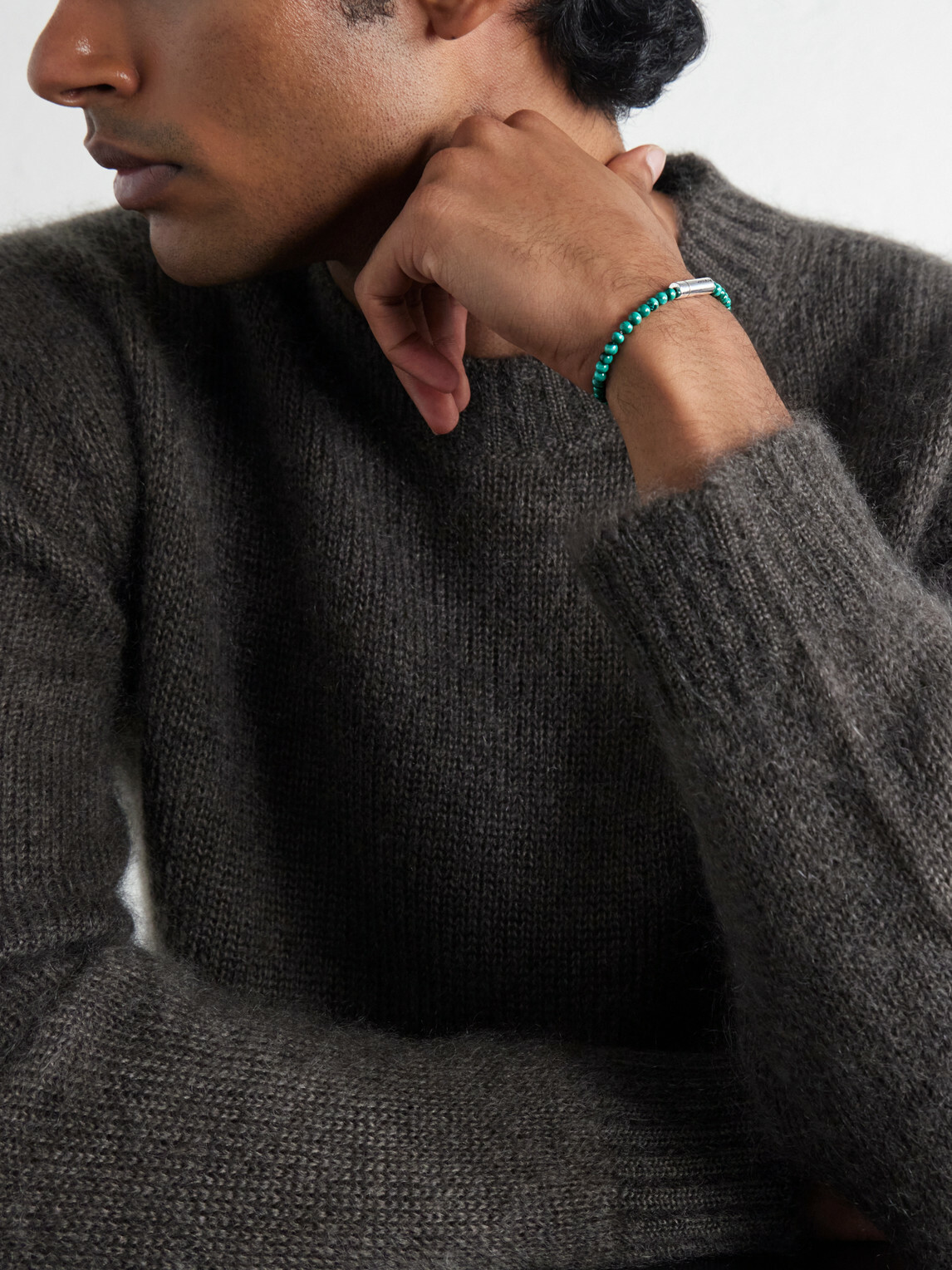 le gramme - 11g Malachite Beads Bracelet - Green