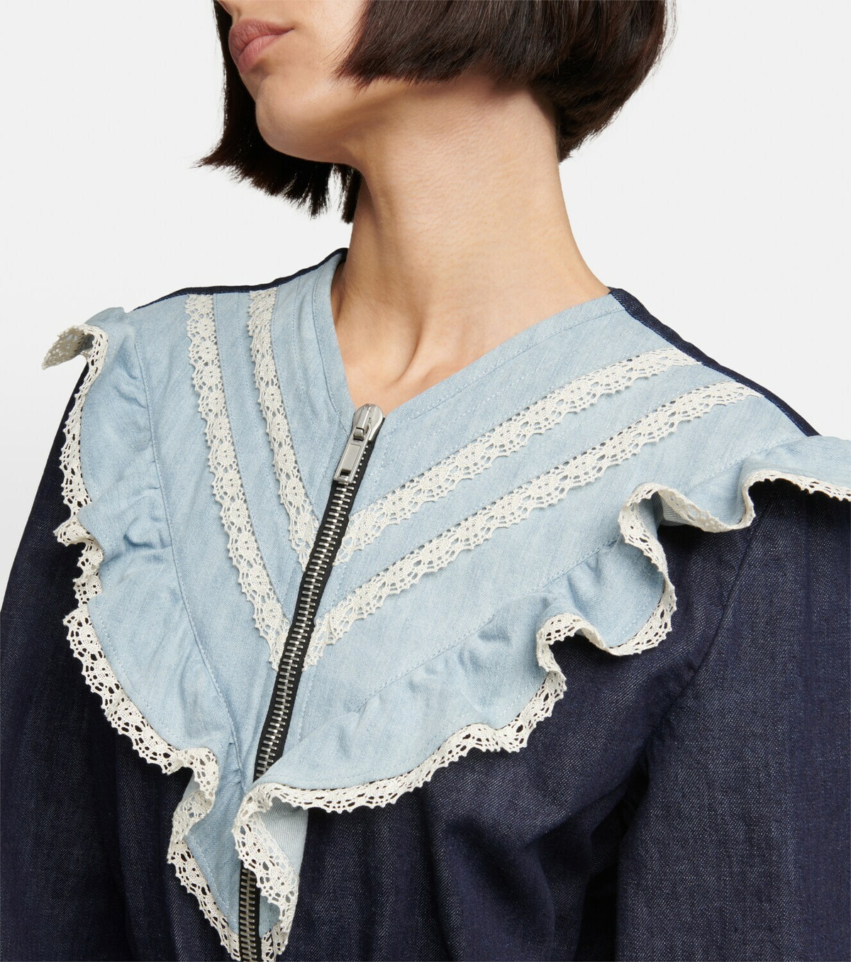 chinese dress ladies Gucci Blue GG Lamé Dress With Detachable Collar – Runway Catalog