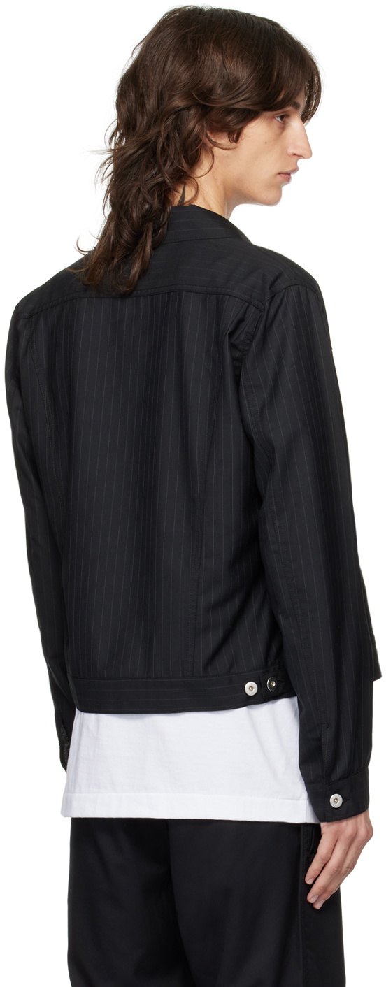 Black Comme des Garçons Black Pinstripe Trucker Jacket