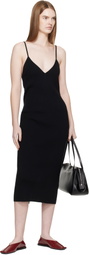 Jil Sander Black Merino Wool Fine Rib Midi Dress