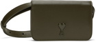 AMI Paris Khaki Ami de Coeur Strap Card Holder