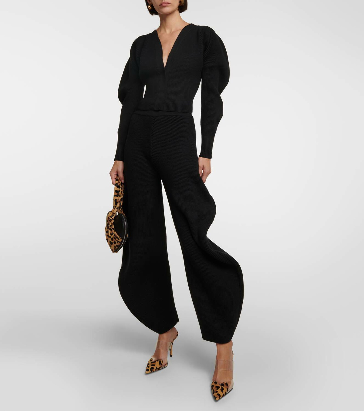 Alaïa Le Cœur leopard-print calf hair and PU mules