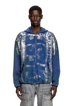 Diesel Zip-up hoodie with distressed effects - Sweaters Mens in Blue