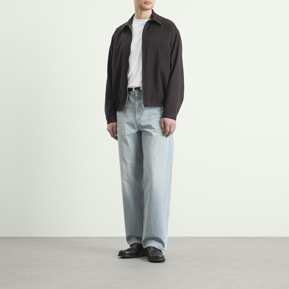 Kaptain Sunshine Men's Wool Poplin Zip Blouson in Espresso