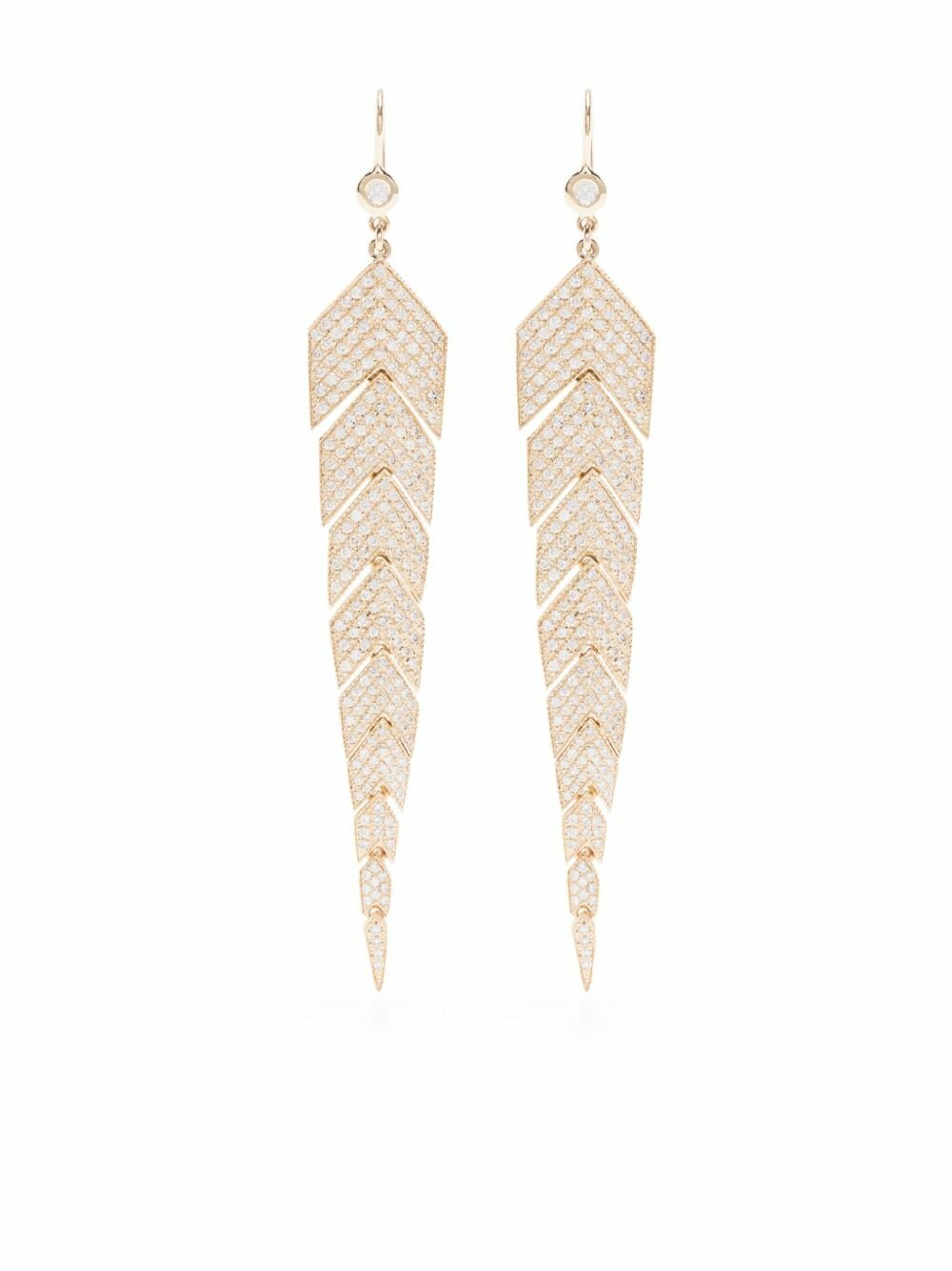 Jacquie Aiche 14Kt Yellow Gold Fishtail Diamond Drop Earrings
