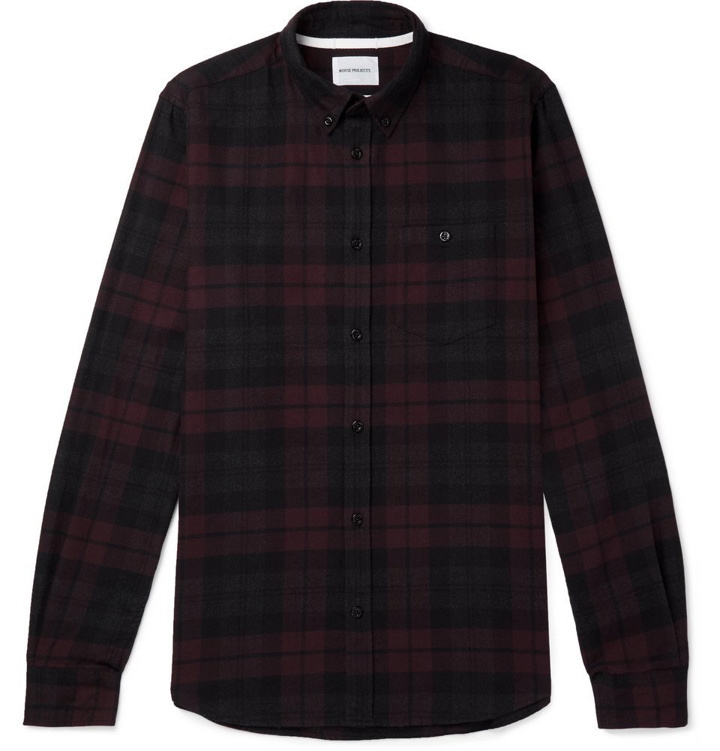 Photo: Norse Projects - Anton Button-Down Collar Checked Cotton-Flannel Shirt - Men - Burgundy