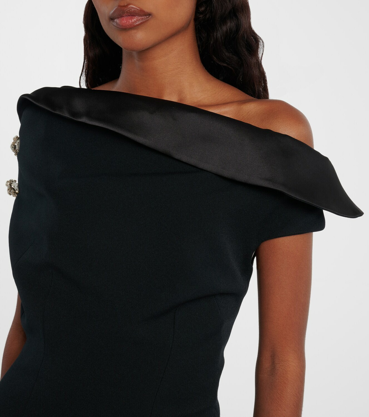 Safiyaa Reina asymmetric embellished midi dress