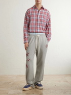 NAHMIAS - Youth Enrichment Wide-Leg Logo-Print Distressed Cotton Sweatpants - Gray