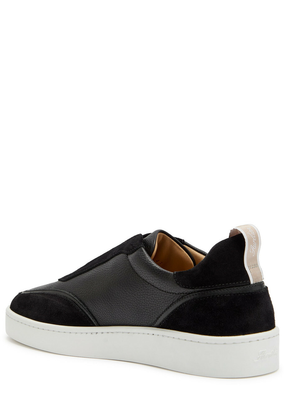 Aurélien Leisure 2.0 Panelled Grained Leather Sneakers Black