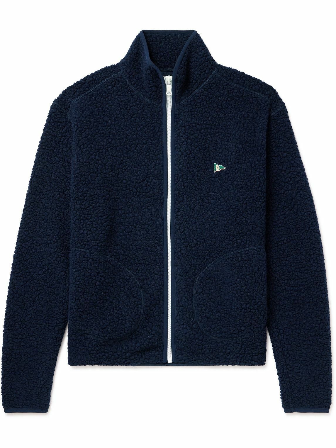 Photo: Drake's - Logo-Embroidered Wool-Blend Fleece Jacket - Blue