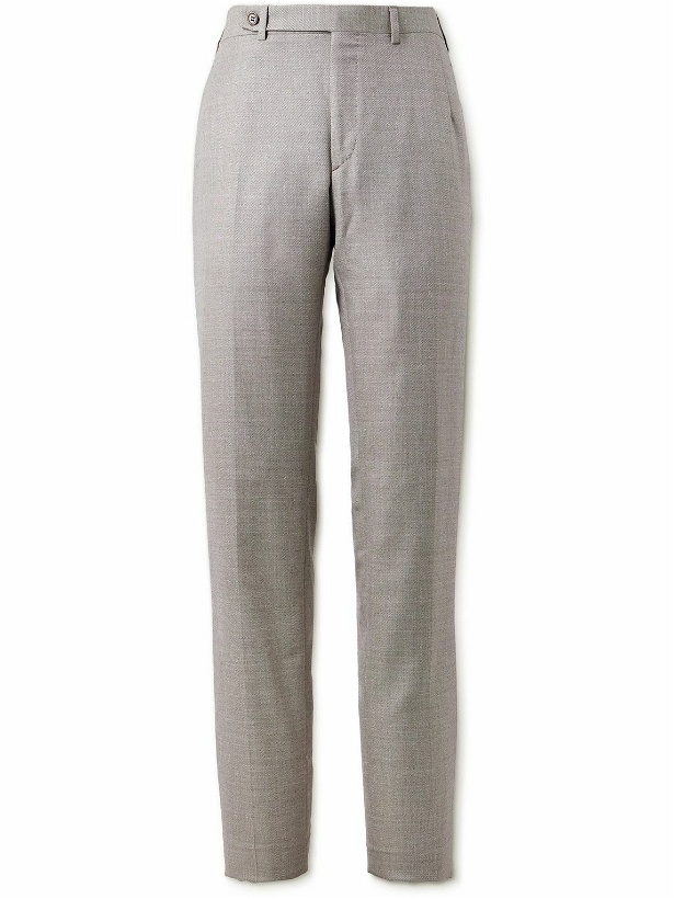 Photo: Brioni - Straight-Leg Wool, Silk and Linen-Blend Suit Trousers - Gray