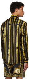 Versace Black & Gold Silk Chain Shirt