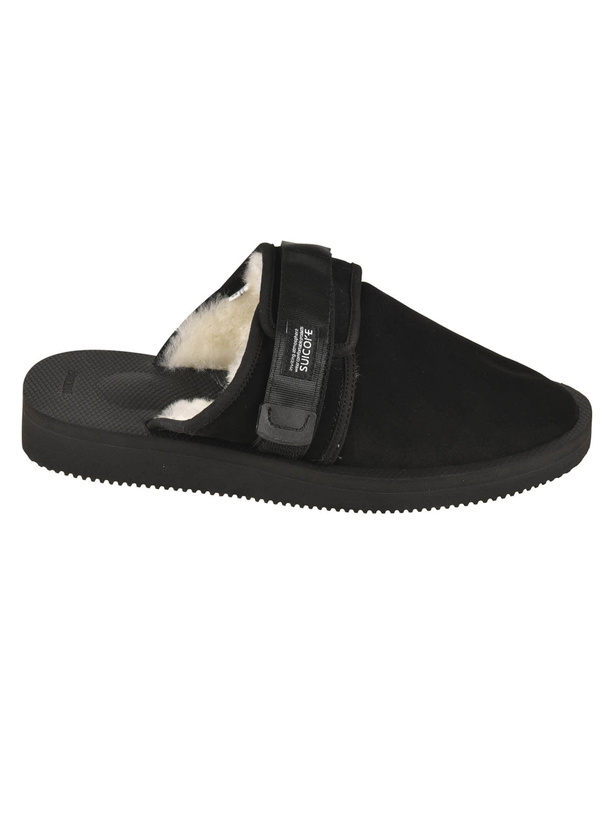 Photo: SUICOKE Fur Applique Side Strap Sandals