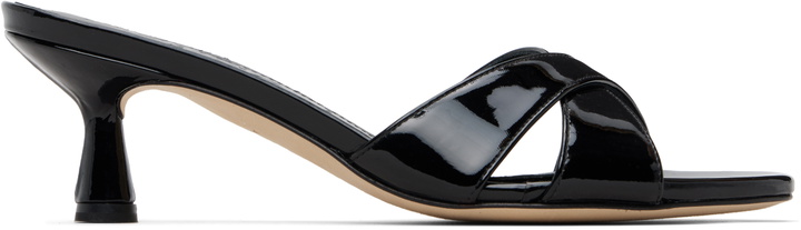 Photo: Aeyde Black Vero Patent Leather Mule Heeled Sandals