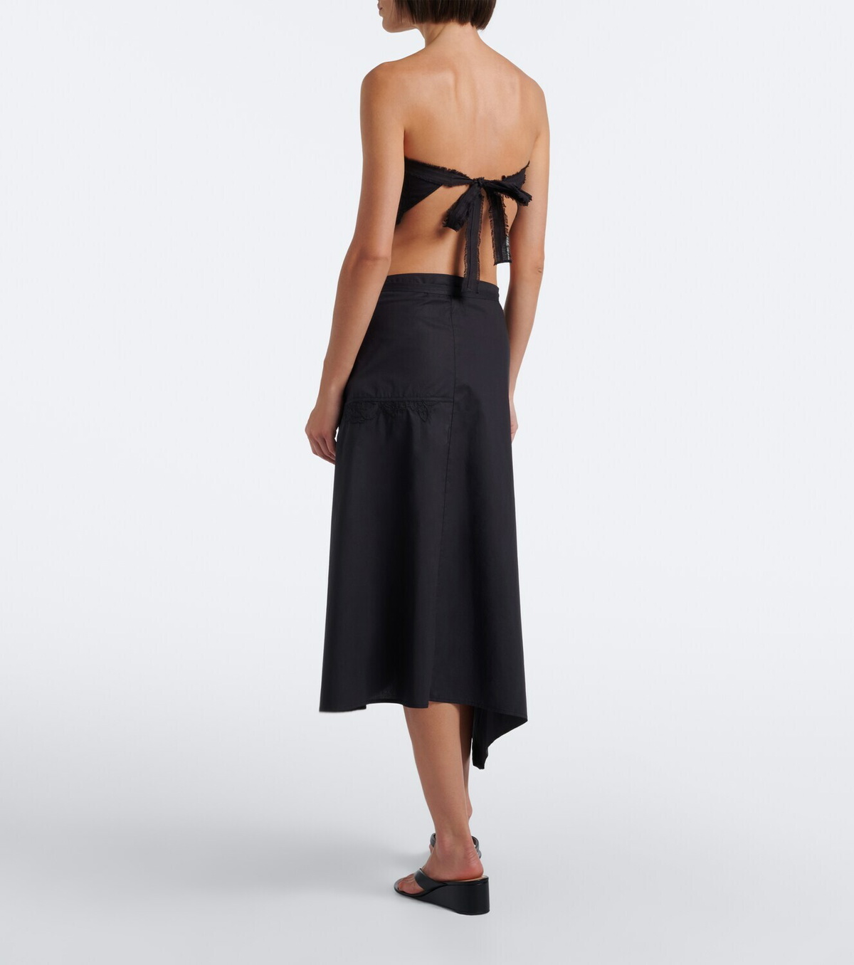SIR Klara asymmetric cotton midi skirt