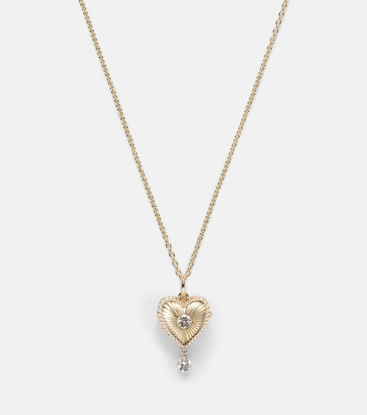 Persée Heart Locket 9kt gold necklace with diamonds