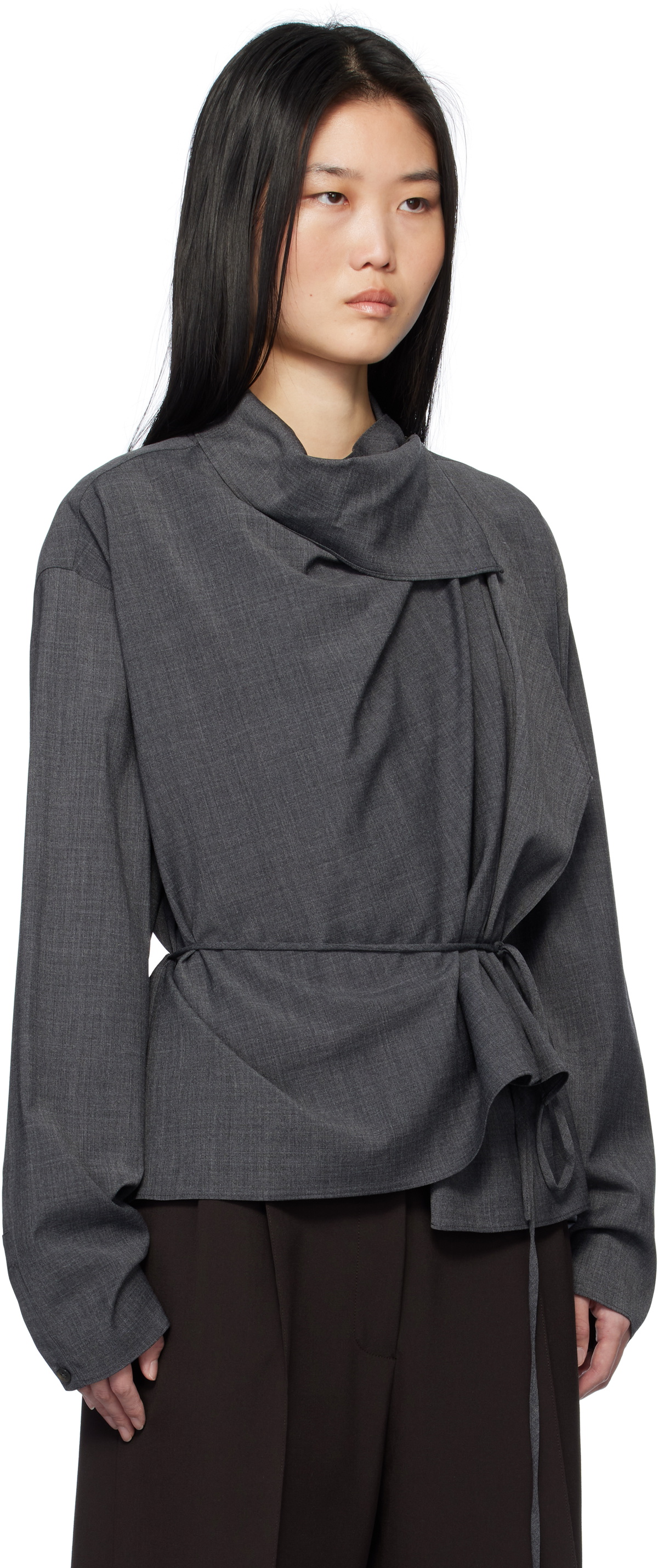 LE17SEPTEMBRE Gray Scarf Blouse