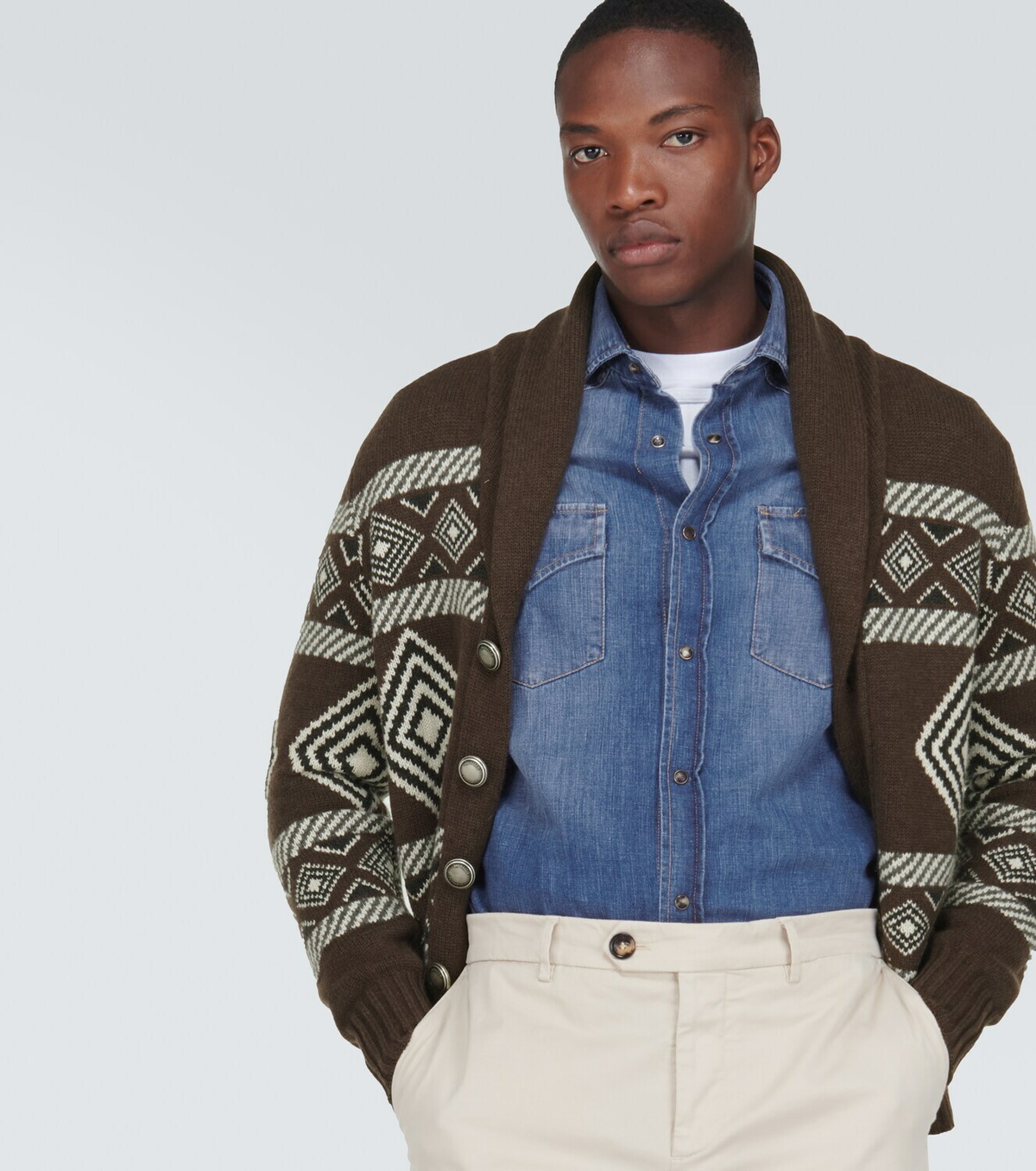 Brunello Cucinelli Intarsia cashmere cardigan