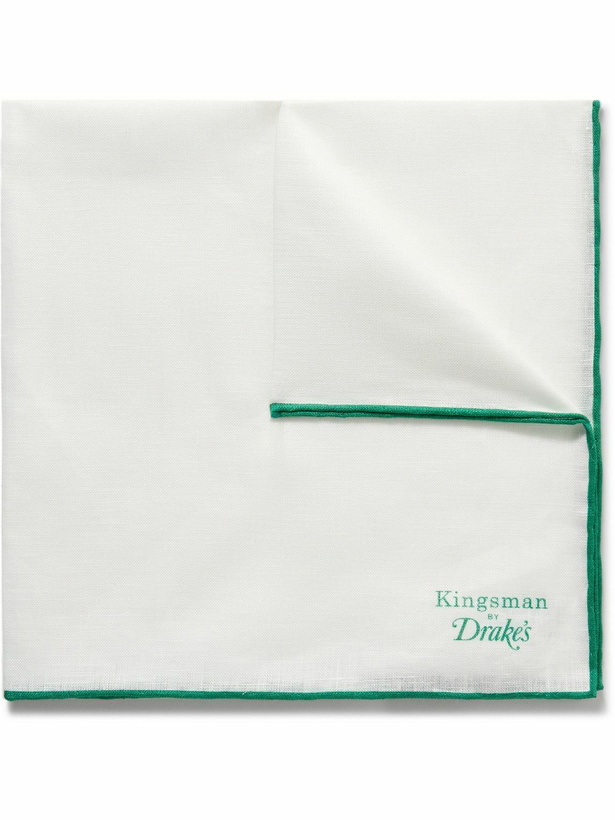 Photo: Kingsman - Drake's Logo-Print Linen Pocket Square