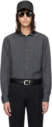ZEGNA Black Buttoned Denim Shirt