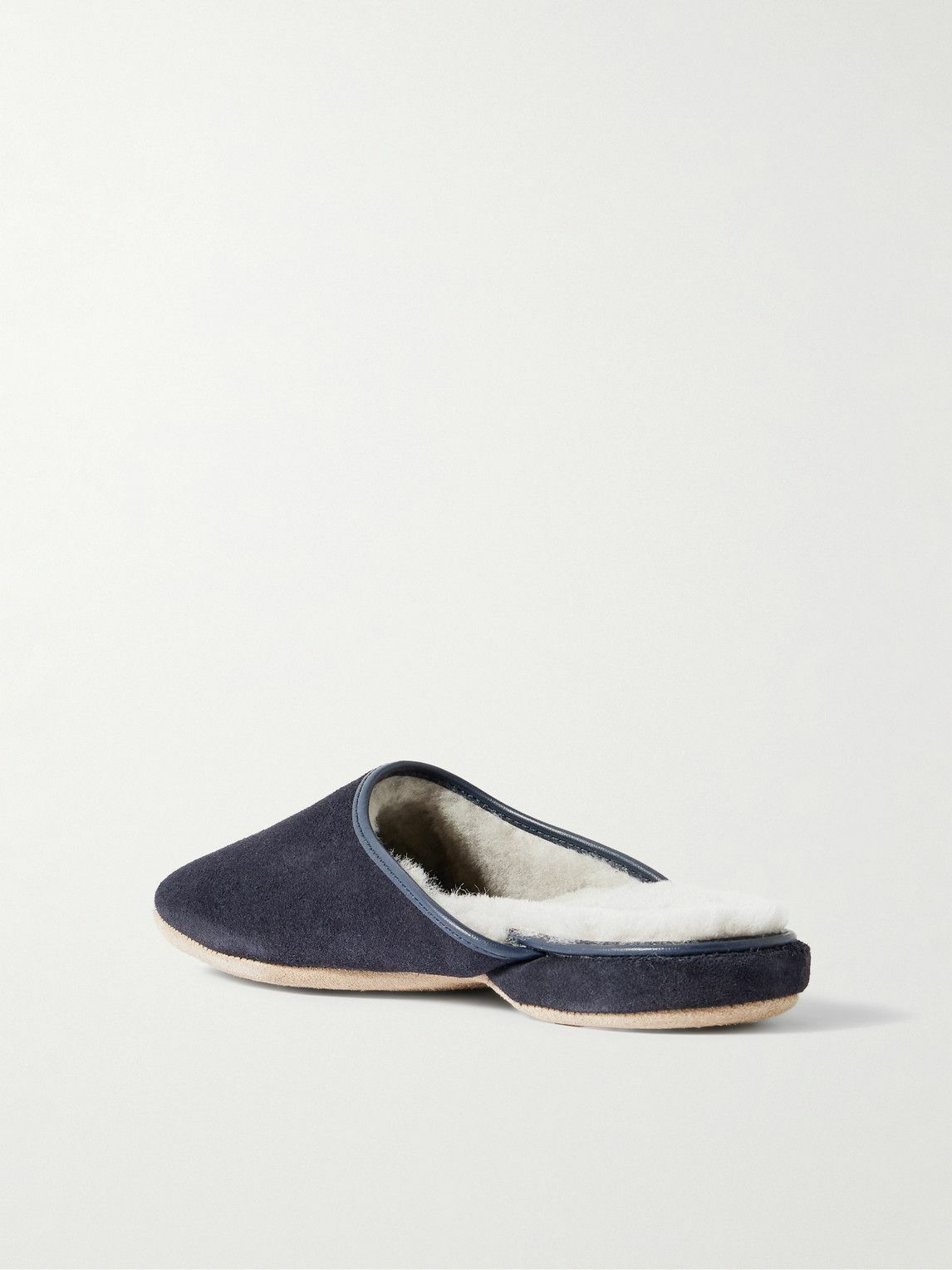 Derek Rose - Douglas Shearling-Lined Suede Slippers - Blue