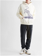 Rhude - Tapered Logo-Embroidered Cotton-Jersey Sweatpants - Black
