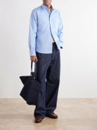AMI PARIS - Tailor Logo-Embroidered Cotton-Poplin Shirt - Blue