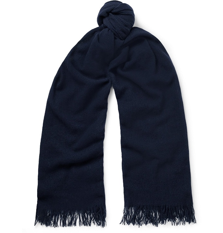 Photo: SALLE PRIVÉE - Ansel Fringed Wool and Cashmere-Blend Scarf - Blue