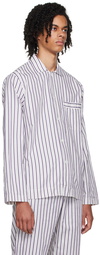 Tekla Purple Stripe Long Sleeve Pyjama Shirt