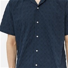 Gitman Vintage Men's Japanese Ripple Jacquard Camp Collar Shirt in Navy