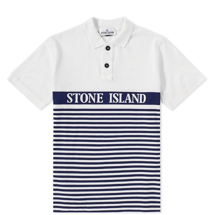 Photo: Stone Island Junior Text Logo Polo White