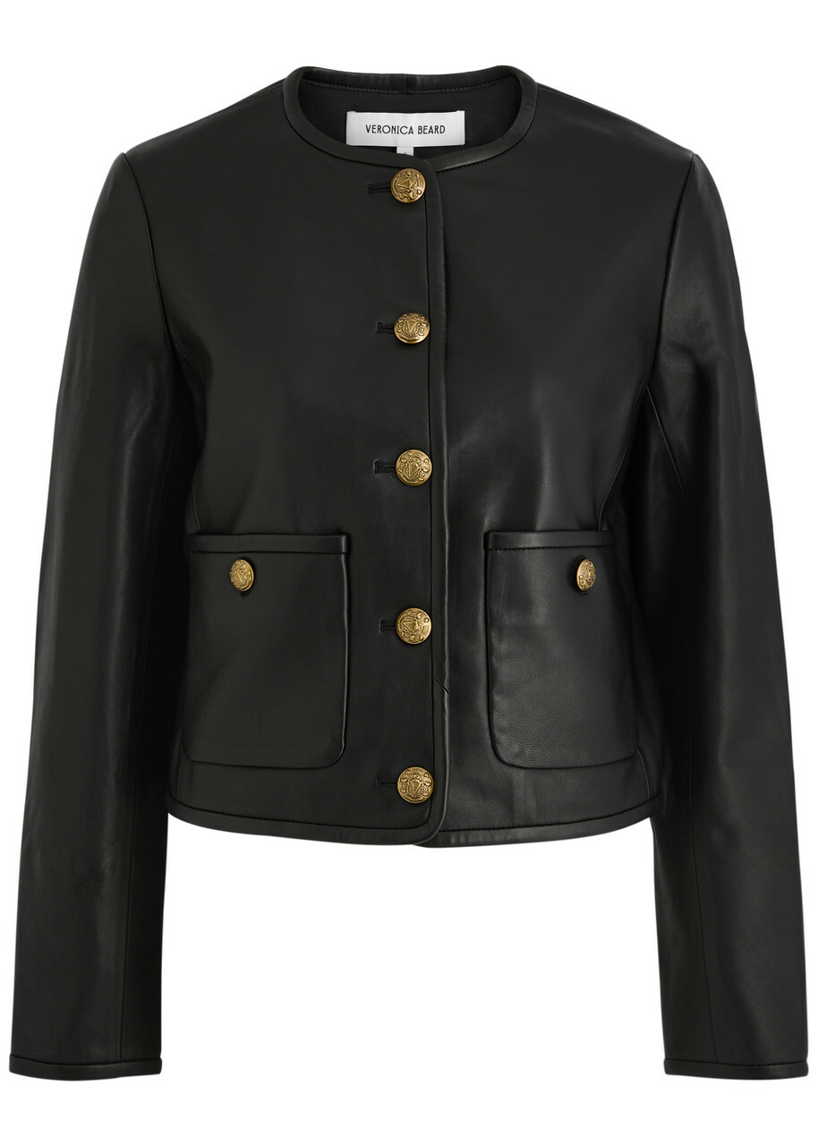 Veronica Beard Andrea Leather Jacket Black