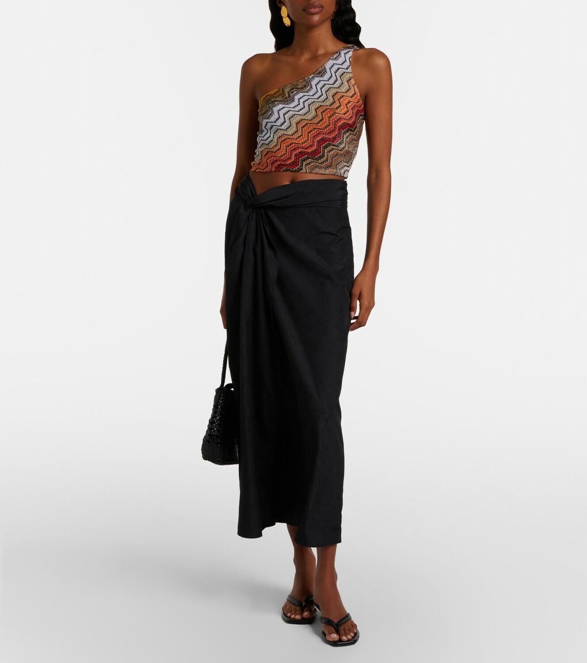 Missoni One-shoulder lamé crop top