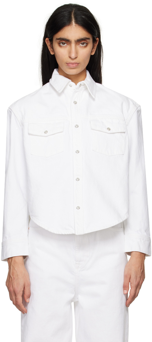 WARDROBE.NYC White PressStud Denim Jacket WARDROBE.NYC