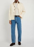 Drake's Corduroy Collar Cotton-twill Overshirt Ecru
