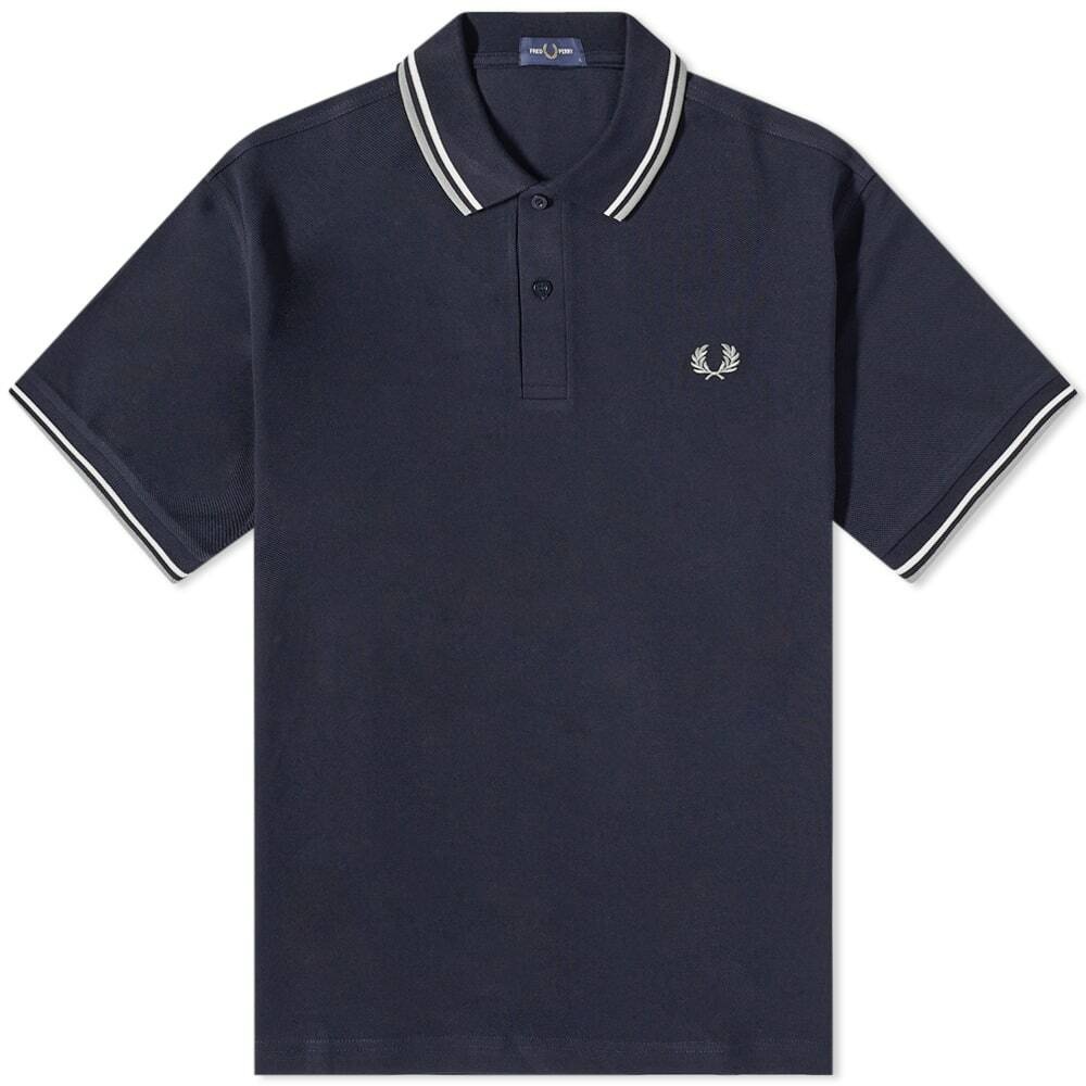 Fred Perry Men's Slim Fit Twin Tipped Polo Shirt in Navy/Snow White ...