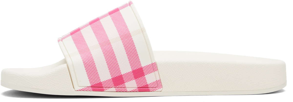 Burberry Off-White & Pink Check Slides