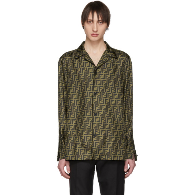 Photo: Fendi Brown and Black Silk Forever Fendi Pyjama Shirt