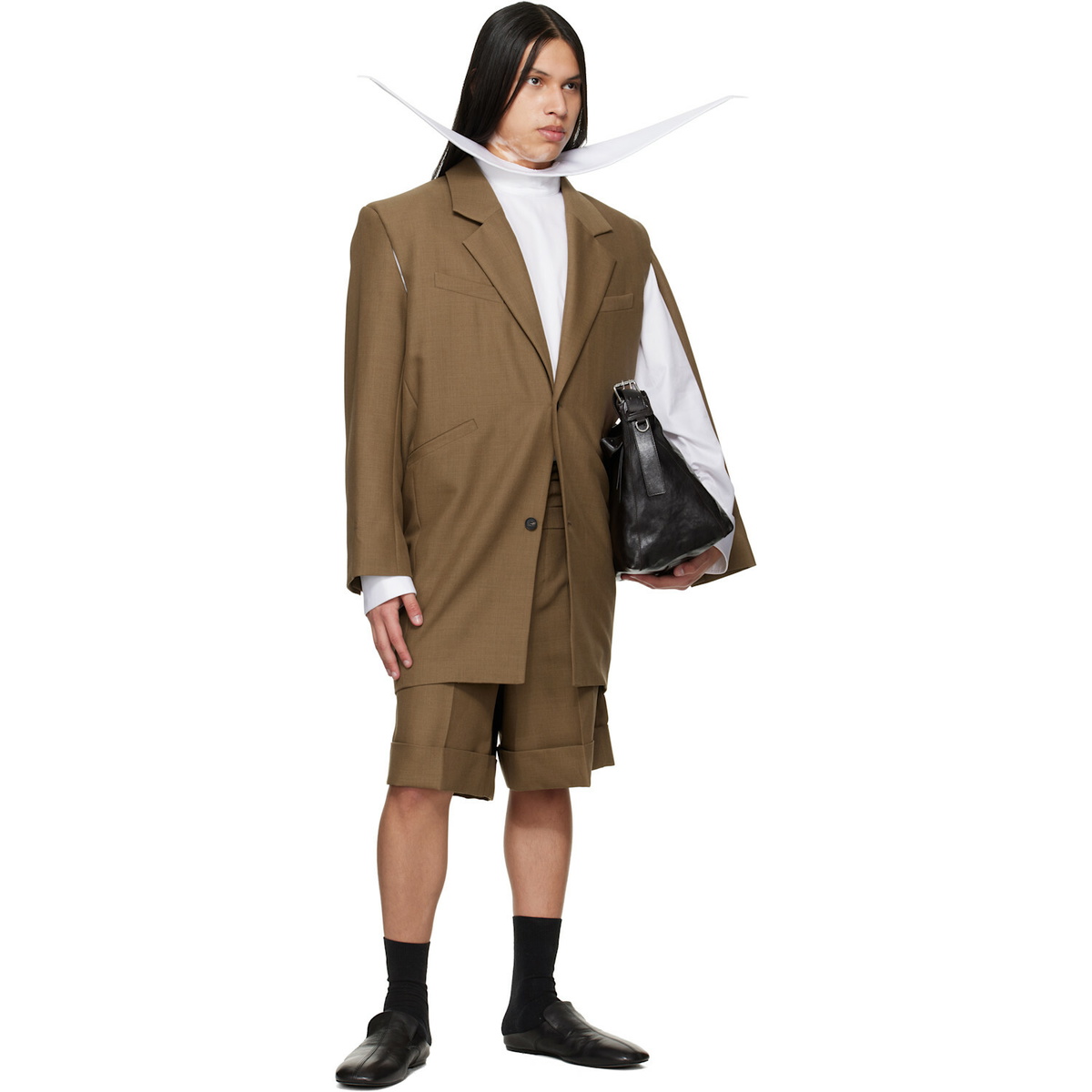 EGONlab Brown Curved Vent Blazer