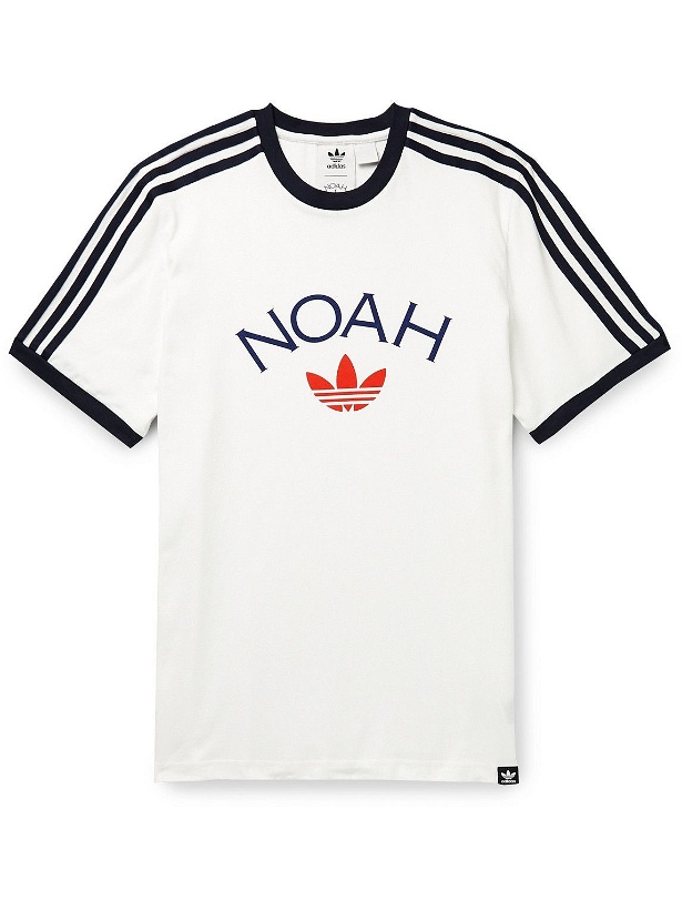 Photo: adidas Consortium - Noah Striped Logo-Print Cotton-Jersey T-Shirt - White