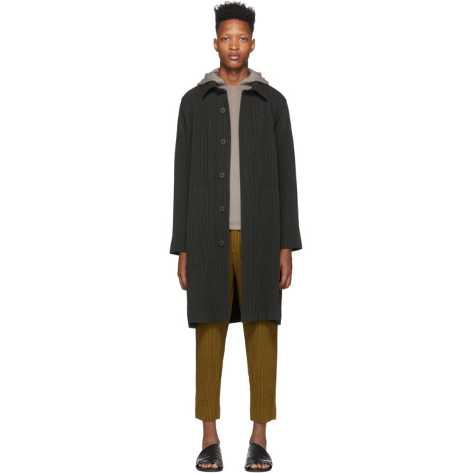 Homme Plisse Issey Miyake Grey Wool-Like Coat Homme Plisse Issey