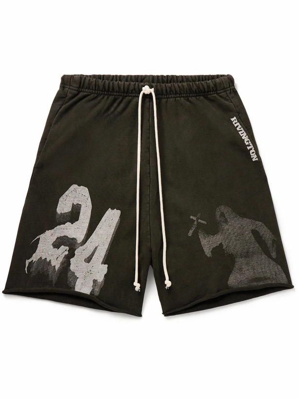 Photo: RRR123 - Enemy Straight-Leg Logo-Print Cotton-Jersey Drawstring Shorts - Black