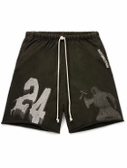 RRR123 - Enemy Straight-Leg Logo-Print Cotton-Jersey Drawstring Shorts - Black