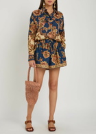 Zimmermann Aster Printed Silk Shirt Navy