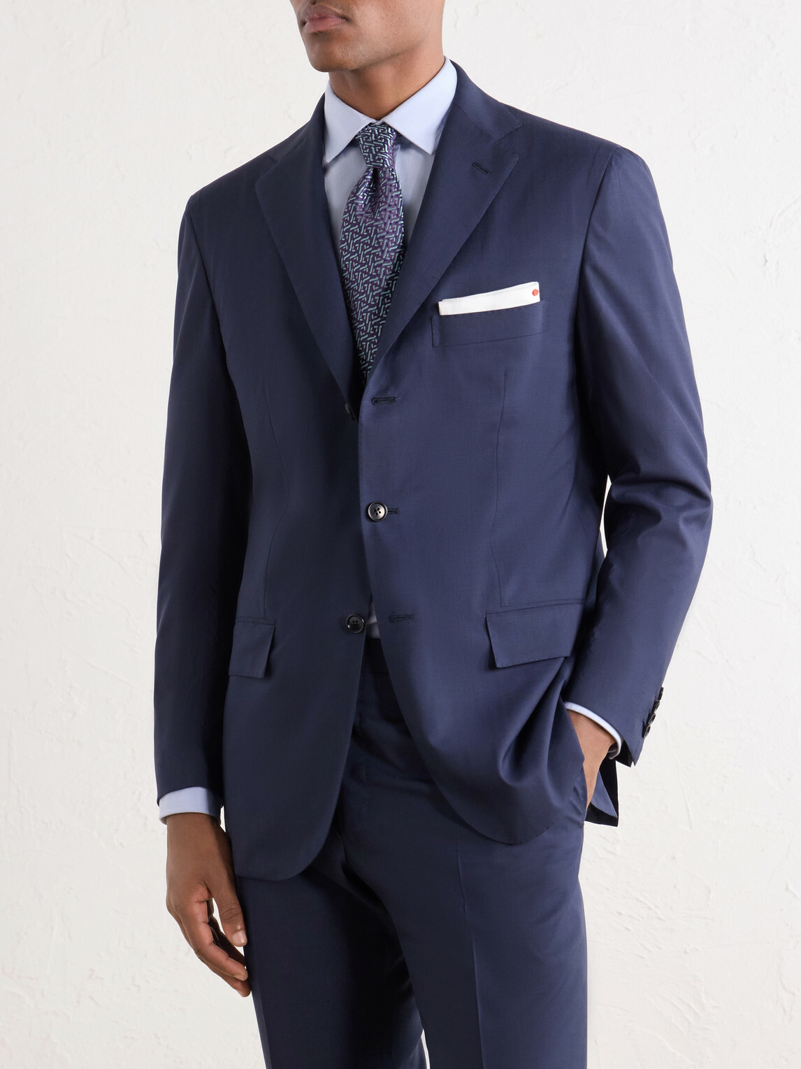 Kiton - Wool-Fresco Suit Jacket - Blue